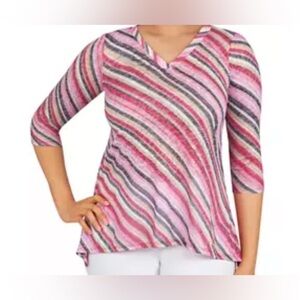 NWT Ruby Rd. Stripe 3/4 Sleeve Blouse